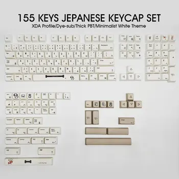 155 Tipke XDA Profil Japonski PBT Keycap Minimalističen Bela Tema Minimalističen Slog, ki je Primerna Za wominer K66/ducky ena 2 SF/GK64