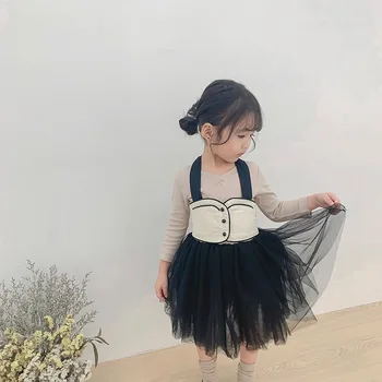 2019 Jeseni Nov Prihod v korejskem slogu bombaž dolg rokav princesa stranka obleko z suspender telovnik za cute sweet baby dekleta