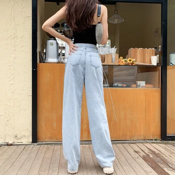 2020 Nove Pomladi, jeseni visoke kakovosti harajuku visoko pasu z Verigo design jeans ženska prosti čas ulične hip hop hlače