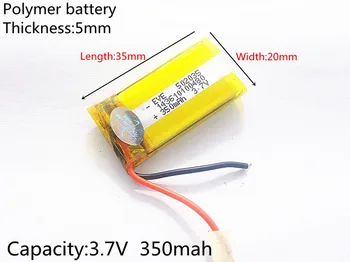 3.7 V,350mAH,502035 PLIB; polimer litij-ionska / Litij-ionska baterija za GPS,mp3,mp4,mp5,dvd,bluetooth,model igrača za mobilne naprave bluetooth