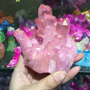 300 g Redkih lepa rose plamen aura quartz crystal grozdov vzorec