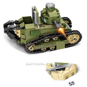 368Pcs WW2 Vojaški Renault FT-17 Tank gradniki Določa Vojske Tehnika 2 Vojak Številke Brinquedos Model Opeke Otroci Igrače