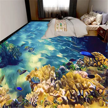 3D Morskem Svetu Morska Riba Talne Nalepke za dnevno Sobo Akvarij Ocean Krajine Ozadje Nepremočljiva Kopalnica 3D Stenske Nalepke, Freska