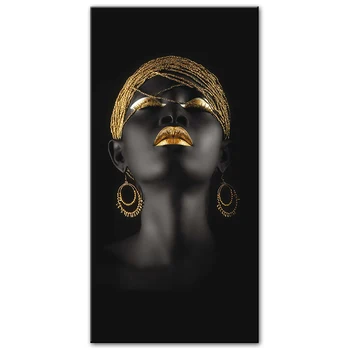 Afriške Ženske Oljnih Slik Tisk Na Platno Umetnost Tiska, Črna Deklica Z Zlatimi Uhani Platno Umetniške Slike Doma Dekoracijo Sten