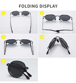 AORON Zložljiva sončna Očala Moški / Ženske Polarizirana sončna Očala Kovinski Okvir UV400 sončna Očala Klasična Okrogla Očala