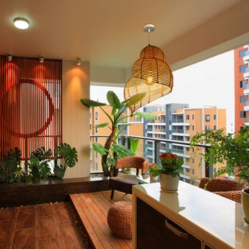 Attan lučka lučka conch bambusa viseče svetilke obesek luči frixture vzmetenje svetilka moderne doma dekoracijo