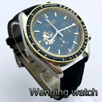 Bliger 40 mm moške vrh luksuzni mehanska ura srebrna primeru modrega gumba datum svetlobna nepremočljiva moške prosti čas, šport ura