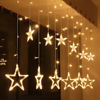 Božični Luči AC 220V EU/AU/US Romantične Pravljice Star LED Zavese Niz Razsvetljave Za Počitnice Poroko Garland Stranka Dekoracijo