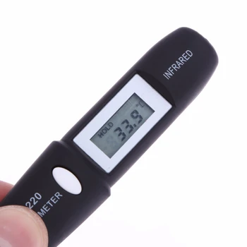 Brezkontaktno Mini Ir IR Termometer za Merjenje Temperature Digitalni LCD Zaslon Infrardeči Termometer Pero DT8220 Črna