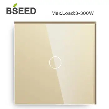 Bseed 1 Banda EU Standard Light Touch Stikalo 300W Nizke Moči Črno Belo Zlato Z Kristalno Steklo Plošče