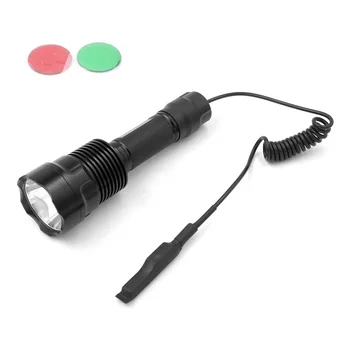 C12 LED Taktično Svetilko Cree XP-L HI V3-1A Aluminija Lov Svetilka Za Kampiranje z Daljinsko stikalo + Rdeča/Zelena/Modra Filter