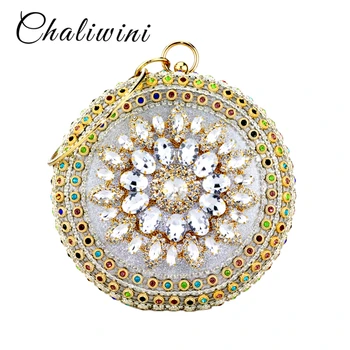 Chalivini Nov slog Evropi design, okrogle oblike, materiala, diamant, safir ramenski krog torbice dama stranke, torbe wristlets torbici