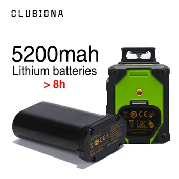 CLUBIONA MD08G nemški Laser dioda 3D Zeleni Laser Ravni z 2 x 360 različnih delovnih linij in 5200mah litijeva baterija