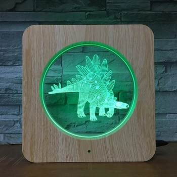 Dinozaver Živali, 3D LED Lesene Zrn Noč Svetlobe DIY Meri Svetilke namizne Svetilke Otroci Rojstni dan Barve Darilo Doma Dekor DropShipping
