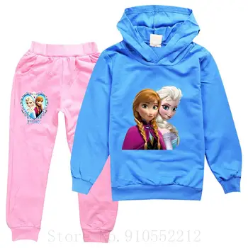Disney Zamrznjene Elsa Hoodies Malčka Dekle Oblačila Sklop Modnih Long Sleeve Majica Otroci Hlače, Otroci Fant Dekle Majica Oblačilo