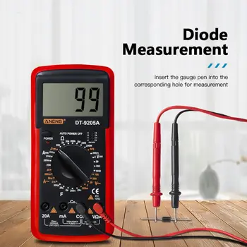 DT9205A Digitalni Multimeter hFE AC DC Triode Diode Odpornost Amp Električni Tester