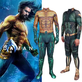 Film Aquaman Arthur Curry Cosplay Kostum Lycra Spandex Superheroj Zentai Plavati Obleka, Obleka Jumpsuits Halloween Kostum