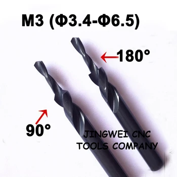 HSS Korak vaja M3 grezilo dril bit, globina izvrtajte izvrtino z 90degre in 180 stopinj od 3,4 mm do 6,5 mm premer flavta