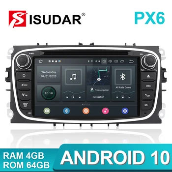 Isudar PX6 2 Din Android 10 avtoradio Za FORD/Focus/S-MAX/Mondeo/C-MAX/Galaxy Avto Multimedijski Predvajalnik Videa, GPS USB DVR Kamera, FM