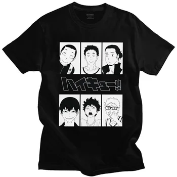 Japonska Haikyuu Karasuno Odbojka Klub T-shirt Moški Kratek Rokav Kuroo Anime Bokuto Oya Manga Tshirt Shoyo Majica Cotton Tee Vrh