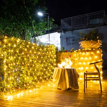 LED Garland Neto Niz Luči Božič Stranko Poroko Luči Okras Za Vrt Domačem Dvorišču Zunanja Razsvetljava
