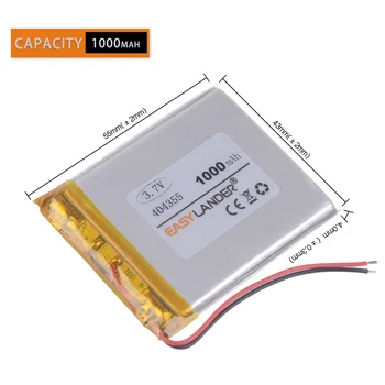 Litij-polimer baterija 3,7 v 404355 1000mAh Za mp3, mp4 zvočnik DVR GPS igračke pametno gledati navigator baterije
