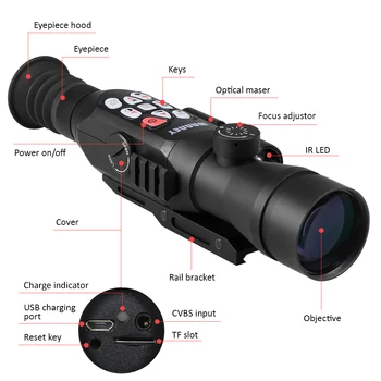Lov Night Vision Nastavite Pogled Digitalni Ir Oko Področje Laser Rangefinder Za Lov Barvno Ir Vizijo Teleskop