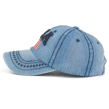 Moda vezeni zastavo ZDA vrnitev žoge klobuki denim baseball kapa klobuk za moške, ženske fant dekleta, Ženske Skp binkoštni Nosorogovo#LREW