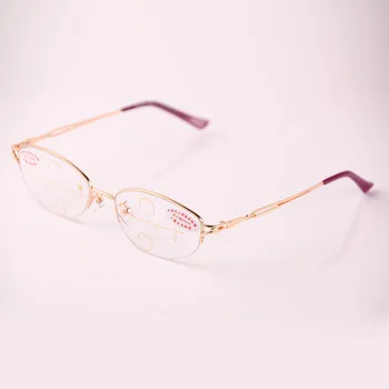 Moda za Ženske Zlitine Progresivna Multifokalna Obravnavi Očala blagovne Znamke Ovalne Semi-rimless Visoke Kakovosti Dioptrije+1.0-+4.0 Zlato Y1152