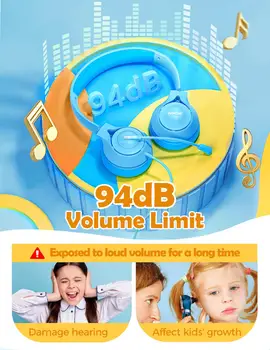 Mpow LH1 Otroci Slušalke z Mikrofonom Žične Slušalke Stereo Zvok in 94dB Volume Limit 3,5 mm Online Učenje Slušalke za Otroka