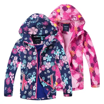 Nepremočljiva Dekleta Jakne 2020 Zimski Modni Otroci Dekle Vrhnja oblačila Windproof Hooded Jopiči Za Otroke Polar Runo Coats