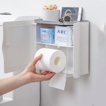 Nepremočljiva Toaletni Papir Držalo Stensko Montirani Toaletni Papir Razpršilnik Večfunkcijsko Tkiva Škatla Za Shranjevanje Kopalniške Opreme