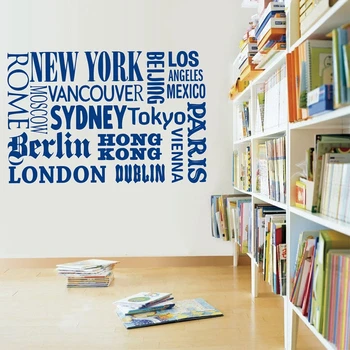 New York, London, Pariz Ponudbo stenske nalepke Svetu Mestna Imena, Vinil vinilna umetnosti DIY home office dekoracijo , brezplačna dostava 944