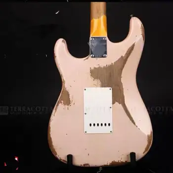 Nov prihod električna kitara, visoko kakovostna Kitajska električna kitara z roza barvo , palisander fingerboard , relikvije z roko kitaro
