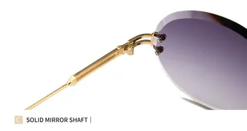Nova Moda Ovalne sončna Očala Ženske 2018 Luxury Letnik Rimless Zlitine sončna Očala Za Žensko Gradient Odtenki Oculos UV400