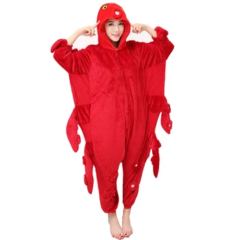 NOVO Odrasle Ženske, Moške Hobotnica Kostume onesies Flanela Cosplay Pižamo Pižame Padec Halloween Party dress