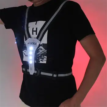 Odsevni varnostni Pas Svetlobni Prsih Traku Za Nočno Jahanje LED Svetlobna Odsevni Telovnik, MTB Kolo Kolesarjenje Opozorilo Majice