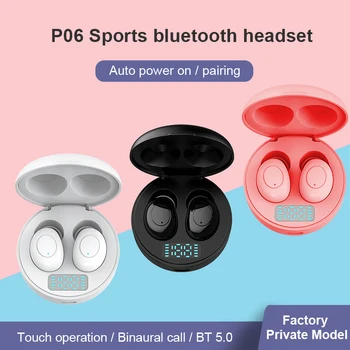 Original P06 TWS Zraka Bluetooth 5.0 Brezžični Čepkov Športni Mini Stereo Slušalke LED Power Prikaz Čepkov Za IOS Android Xiaomi