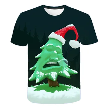 Otroci 4-14 Zabavno T-shirt Santa Claus T-shirt Kratek Rokav Tee Elf Elf Santa Reindeer 3d Natisnjeni T-shirt