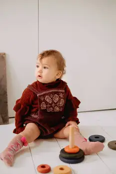 Otroci Trak Obleko 2020 Nove Jesensko Zimske LM Girls Srčkan Cvet Vezenje Obleke Baby Otrok Moda Outwear Oblačila