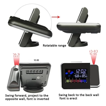 Projekcija Alarm Ura LED Digitalna Ura Dremež Prikaz Vremenskih Tempreture Koledar Tabela Namizna Ura Z USB Čas Projektor