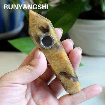 Runyangshi 1pcs Naravnih leopard kremen kajenje pipe YB60 Kristalno Kajenje Pipe + cedilo quartz kamen zdravljenja palico
