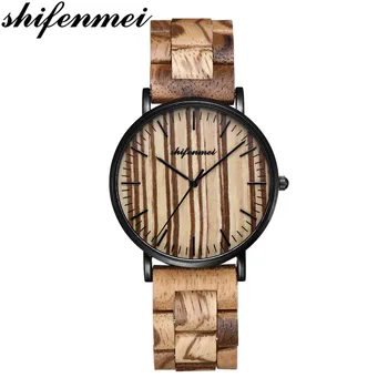 Shifenmei Bambusa ženske Gledajo Lesene Izbiranje Obraz z Lestvico Moških Quartz Ure Trakov relojes mujer marca de lujo Mirar Relojes