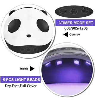 Srčkan Panda 36W Lak za Lase UV-Led Lučka za Nohte, Lase Za Vse Vrste Gel lak za Zdravljenje 60s/90s/120s Timer, LCD Zaslon, Lak za Lase Lučka