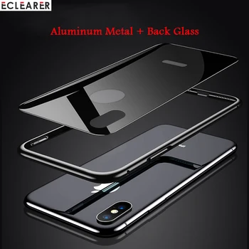 Telefon Primeru Za iPhone XS MAX Luksuzni Trdi Tanko Varnostno Kaljeno Steklo & Aluminija Kovinsko Ohišje, Pokrov Za Apple iPhone X/ XS/ XS MAX/ XR