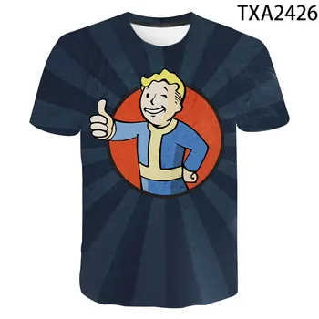 Vault Pes Igranje Video Igre Fallout 76 2 3 4 Tee Vrhovi Majice s kratkimi rokavi Moški Ženske Otroci Priložnostne Modni T-shirt Vault-Tec Fant Dekle Otroci