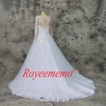 Vestido de Noiva novo čipke design poročno obleko z dolgimi rokavi golih til poročni obleki veleprodajna cena poročne obleke tovarniško izdelan