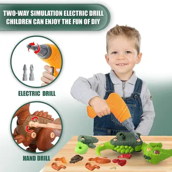 Vzemite Poleg Dinozaver Igrače za Fante Stavbe Igrača Nastavite z Električnim Vrtalnikom Gradbeništvo, Inženiring, Igra Kit Božično Darilo Za Otroke