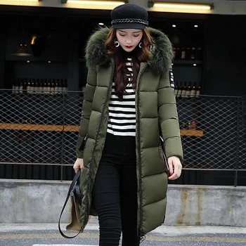 X-dolgo slim mehurček jakno ženske zimske parkas korejskem slogu debele hooded z krzno ovratnik plus velikost ženske plašče giacca donna