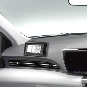 XNCH Mini Prenosni Digitalni LCD Tabela Avto nadzorno ploščo Mizo Elektronska Ura Z Lepilom Pad Datum, Čas, Koledarski Prikaz ABS Črna
